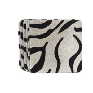 Cowskin Zebra - Vierkant Onderzetters Koeienhuid Zebraprint