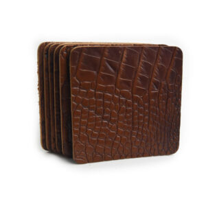 Croco Cognac - Vierkant Onderzetters