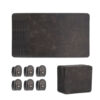 Placematset van 6 lederen placemats in diep bruin met onderzetters