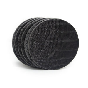 Onderzetters - Leer - Croco Donkergrijs Rond