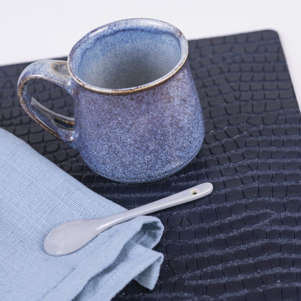Leren blauwe Placemats Handgemaakt in eigen atelier Coaster Queen
