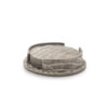Onderzetterhouder + 6 Onderzetters Leer Croco Lichtgrijs Rond