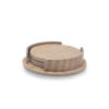 Onderzetterhouder + 6 Onderzetters Leer Snake Beige Rond