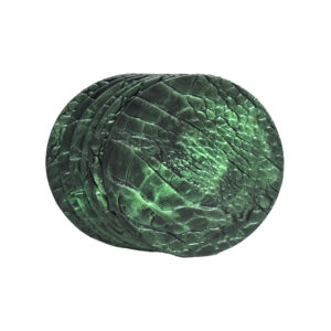 Onderzetters Leer Croco Metallic Groen Rond - 6 stuks