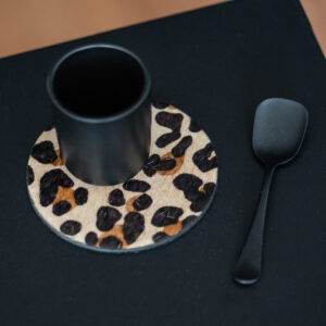 Cowskin Leopard - Rond Onderzetters Koeienhuid Panterprint