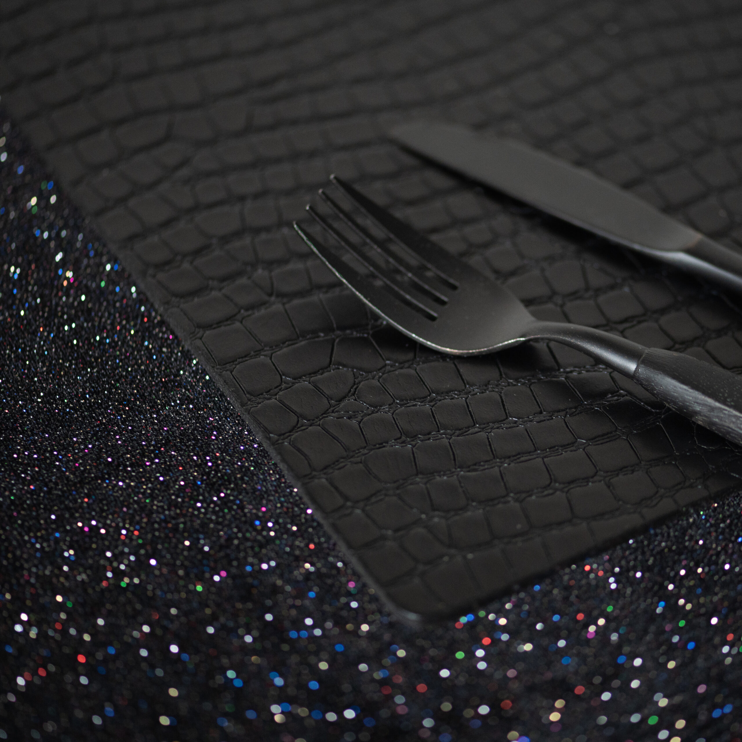 Snake Black - Rechthoek Placemats Slangen Print Zwart (Set)