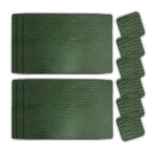 Placemats Set leer snake groen rechthoek