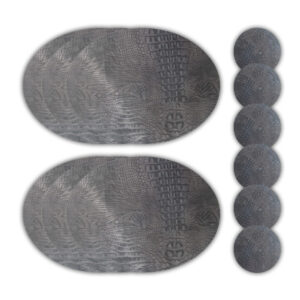 Placemats Leer Antraciet Ovaal Croco