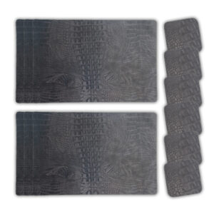 Placemats Leer Croco Antraciet Rechthoek