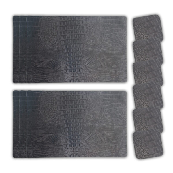Placemats Leer Croco Antraciet Rechthoek