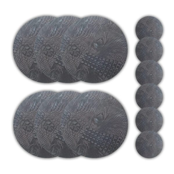 Placemats Croco Antraciet Rond