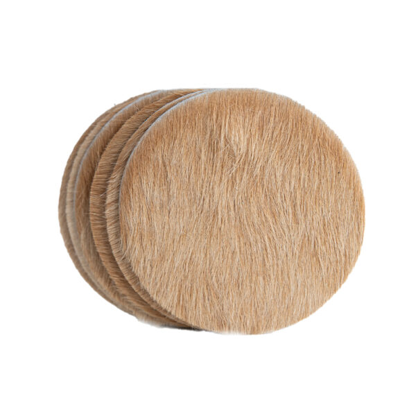 CoasterQueen Onderzetters Koehuid Beige Rond