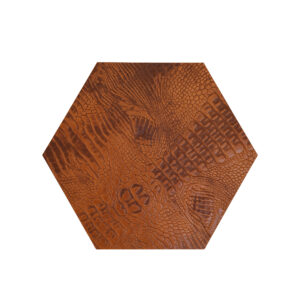 Croco Cognac Hexagon - Placemats Leer Croco Cognac Zeshoek