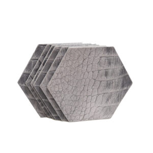 Croco Light Grey Hexagon - Onderzetters Leer Croco Grijs Zeshoek
