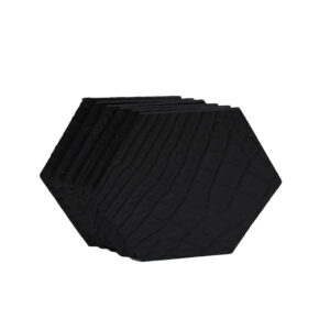 Croco Black Hexagon - Onderzetters Leer Croco Zwart Zeshoek