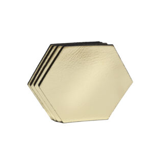 Gold d’Or Hexagon - Onderzetters Leer Goud Zeshoek