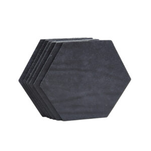 Black Hexagon - Onderzetters Leer Zwart Zeshoek