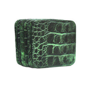 Croco Metallic Onderzetters - Groen - Vierkant