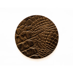 Croco onderzetters leer metallic brons - Rond 6 stuks
